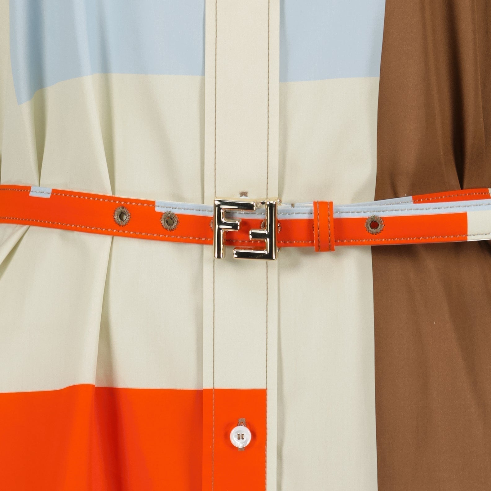 Fendi Abstract Color-Block Belted Shirt Dress - image 5