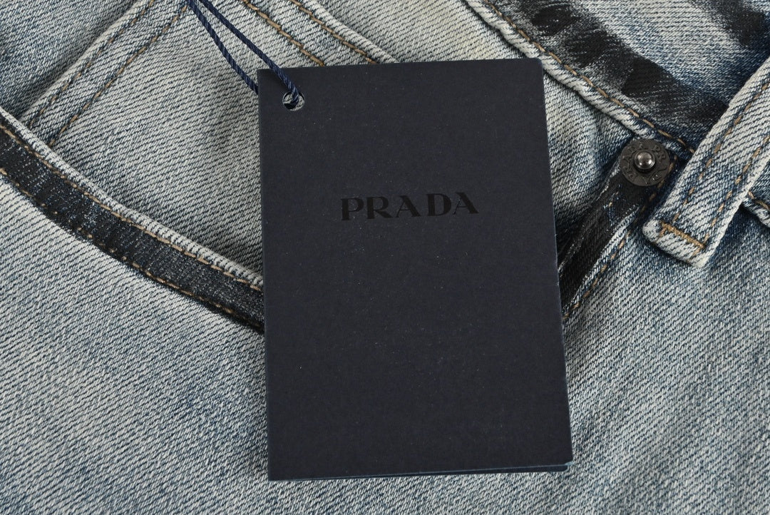 Prada Men's Washed Grey Distressed Denim Jeans - image 6