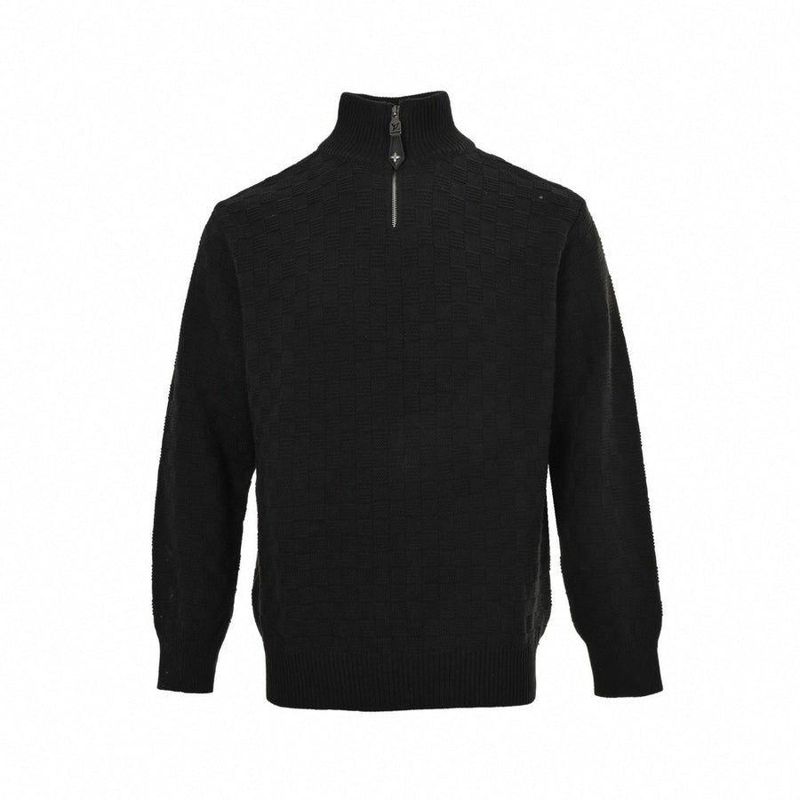 Louis Vuitton Damier Check Half-Zip Stand-Collar Knit Sweater