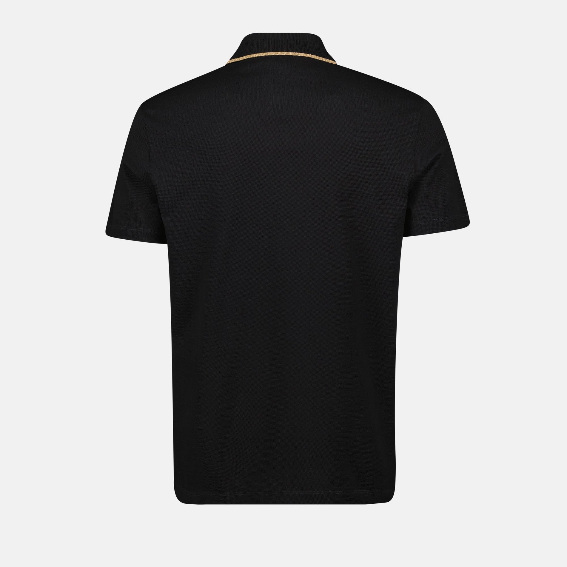 Versace Versace Black Polo Shirt with Gold Medusa Button Detail - image 4