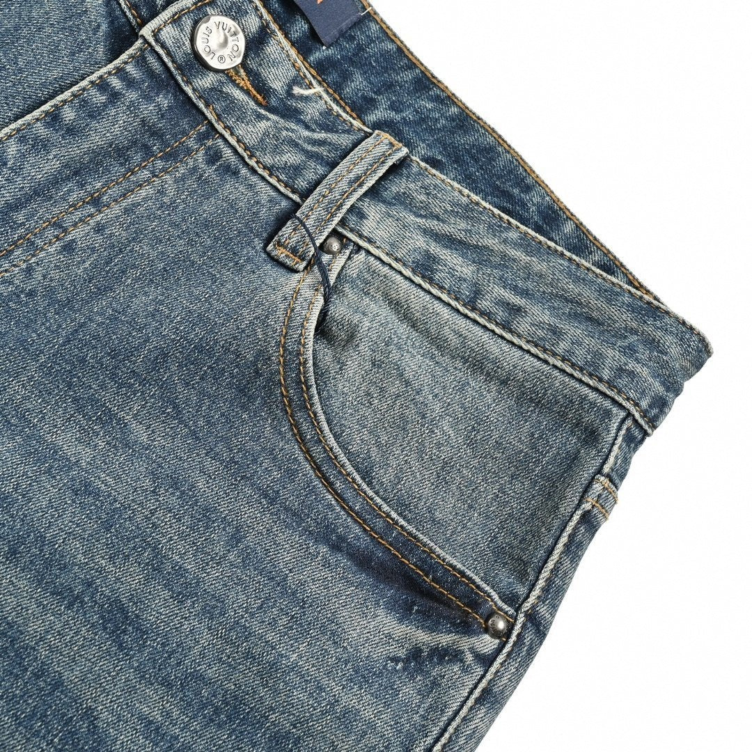 Louis Vuitton Slim-Fit Washed Denim Jeans with Embroidered Back Detail - image 5