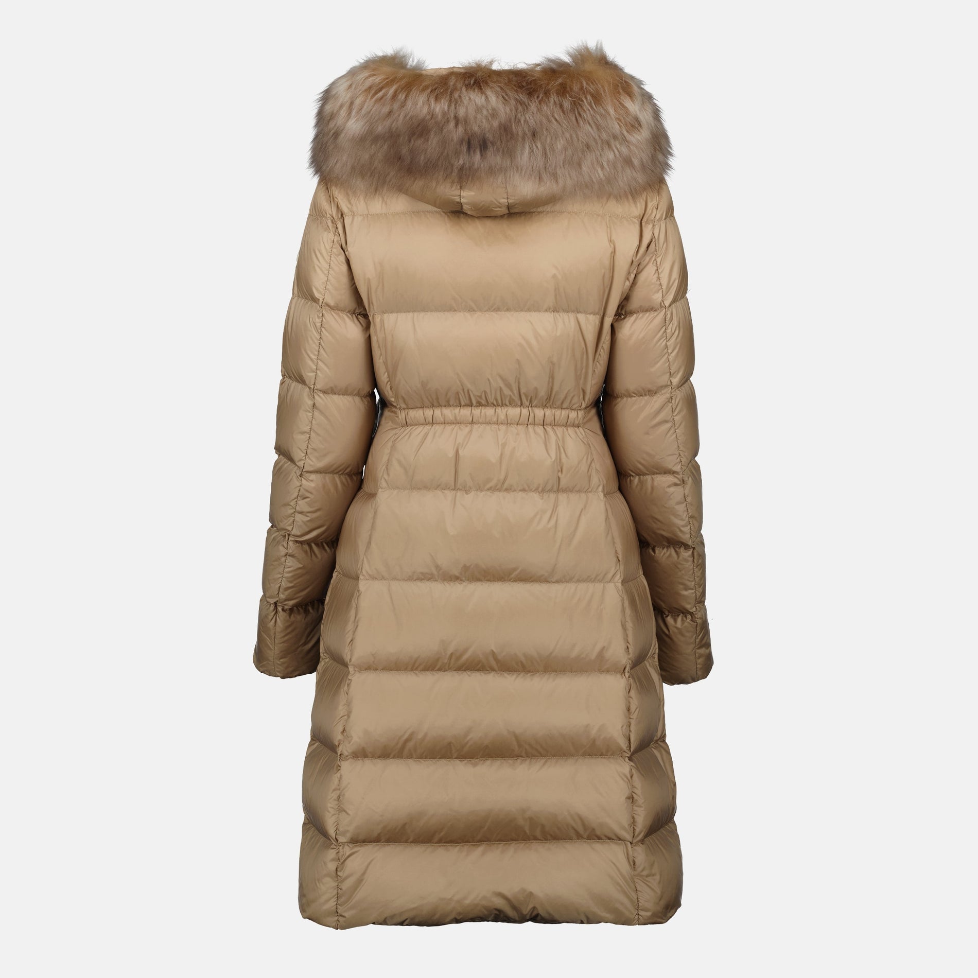 Moncler Long Beige Fur-Trim Down Coat - image 2