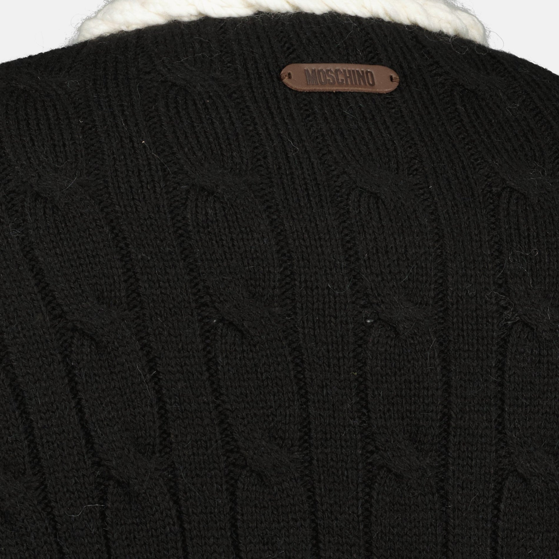 Moschino Black Cable-Knit Cardigan with Contrast Trim - image 4