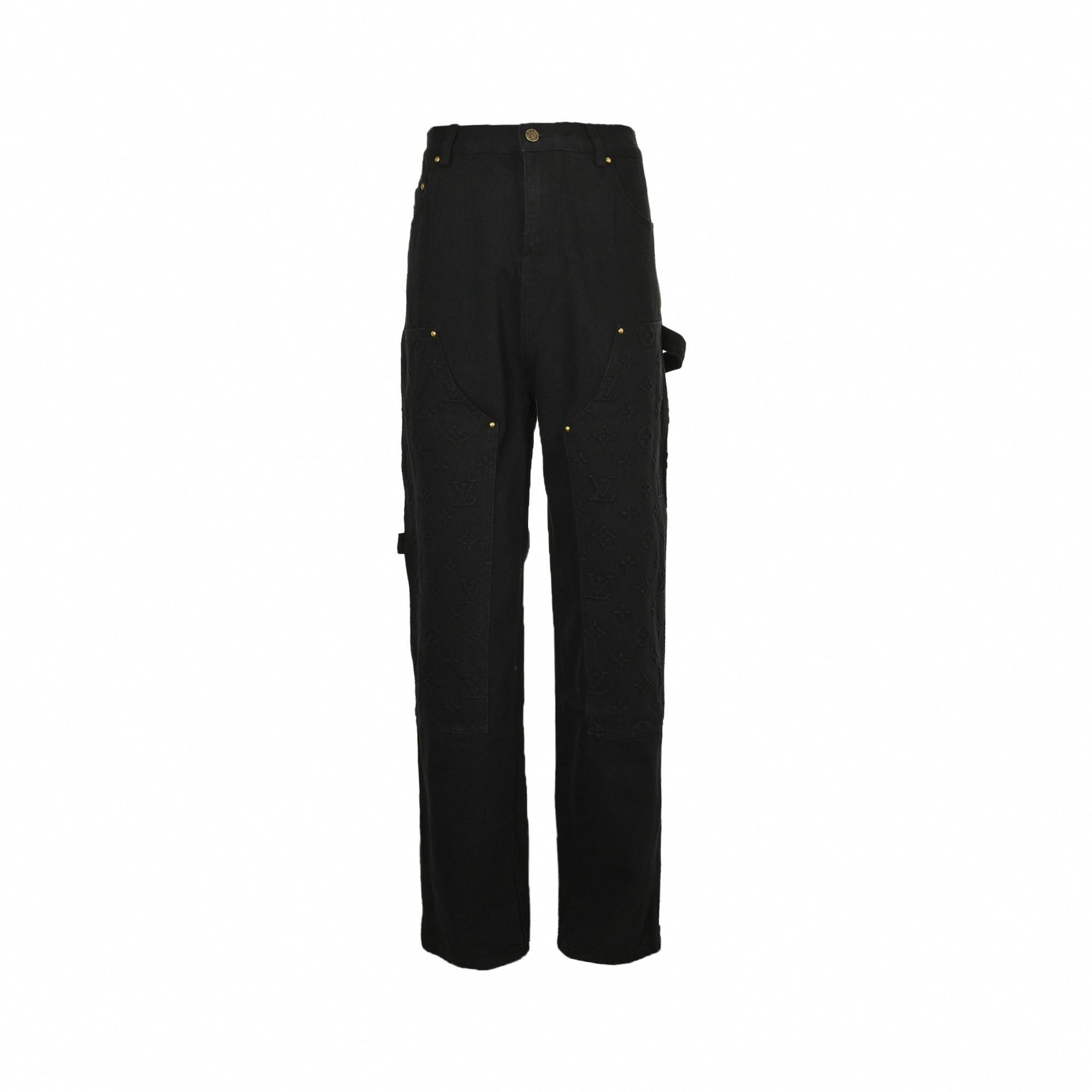 Louis Vuitton Black Monogram Embossed Utility Denim Pants