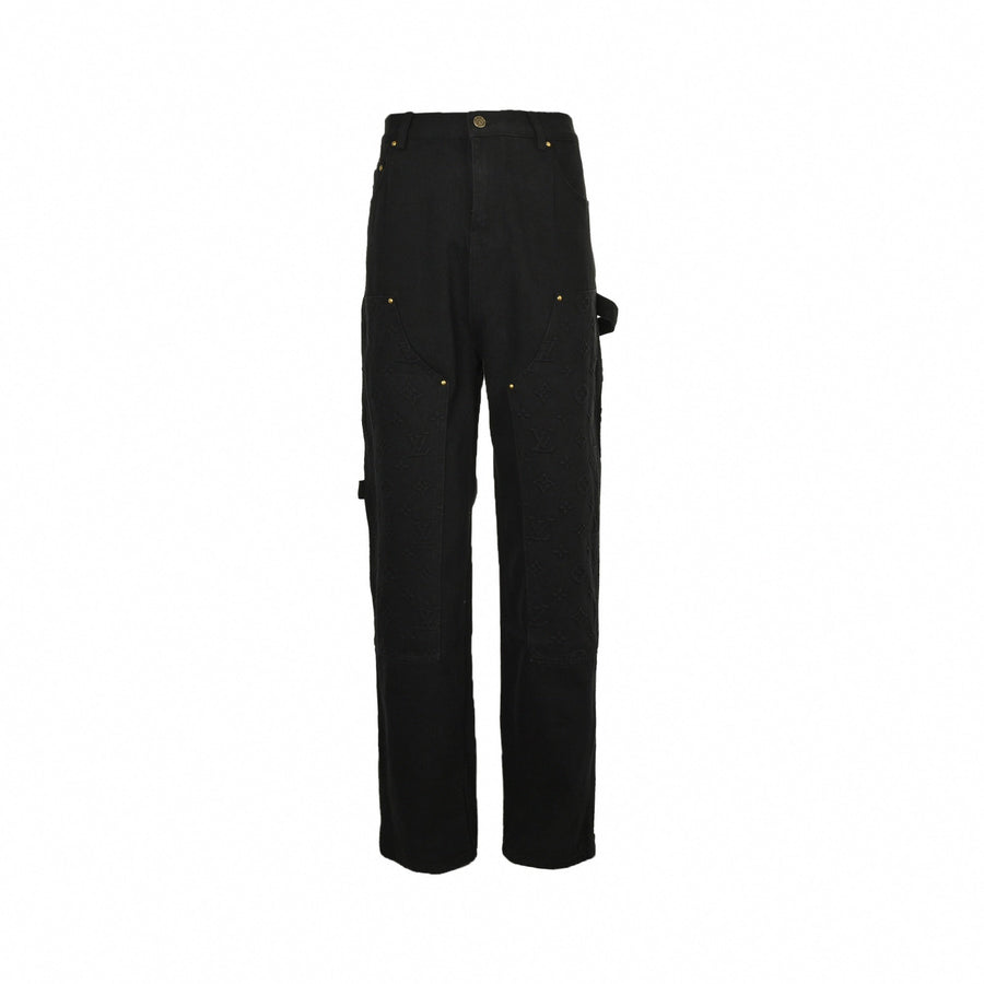Louis Vuitton Black Monogram Embossed Utility Denim Pants