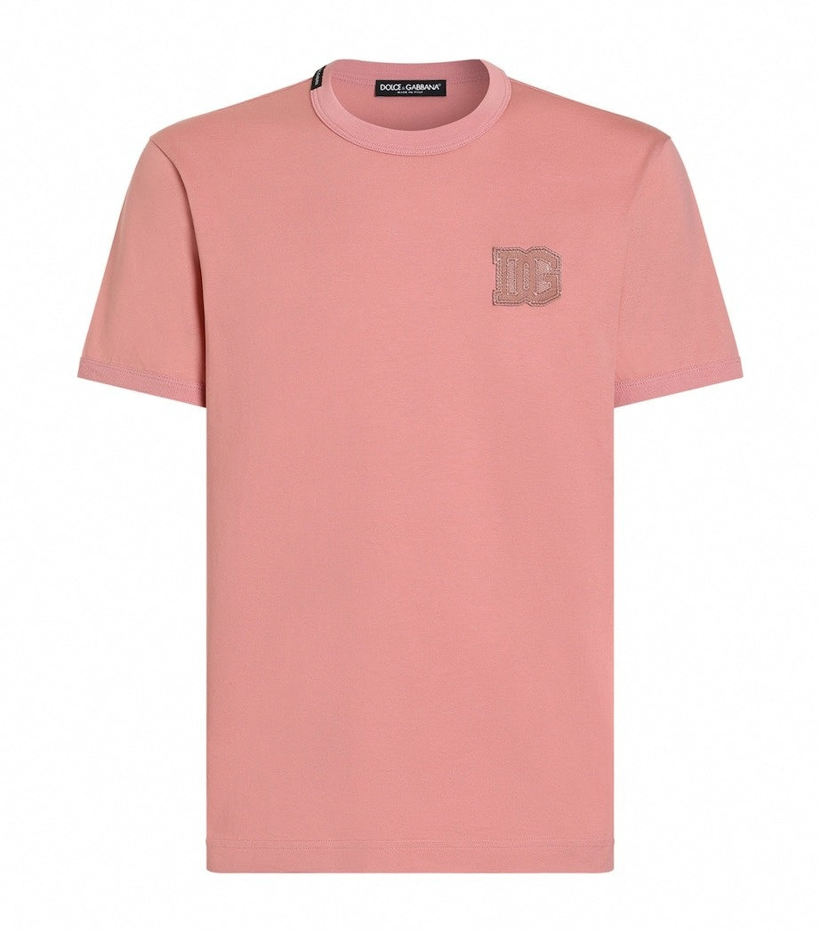 Dolce & Gabbana D&G Cotton Logo Patch T-Shirt - Pink