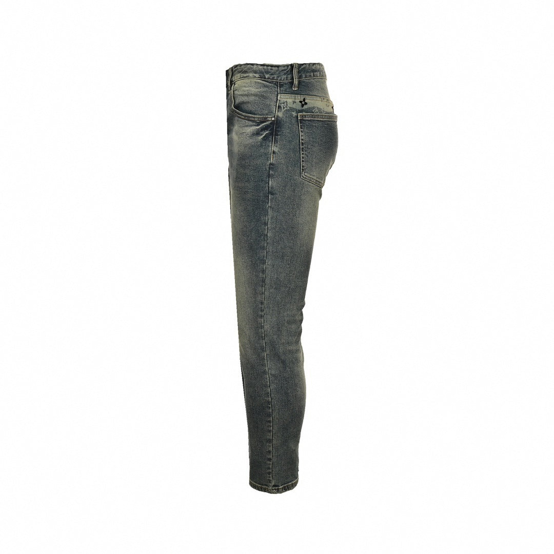 Louis Vuitton Faded Monogram Detail Slim-Fit Denim Jeans - image 3