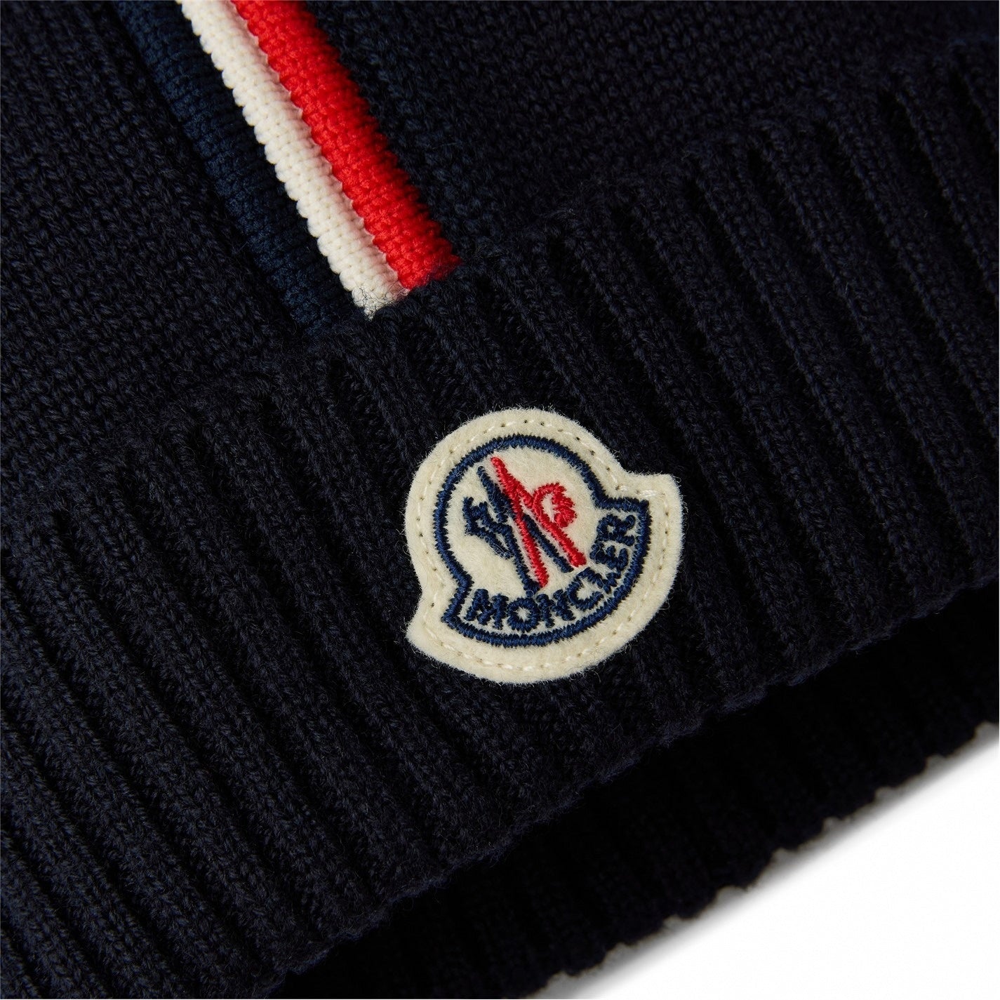 Moncler Stripe Wool Beanie in Navy - image 3