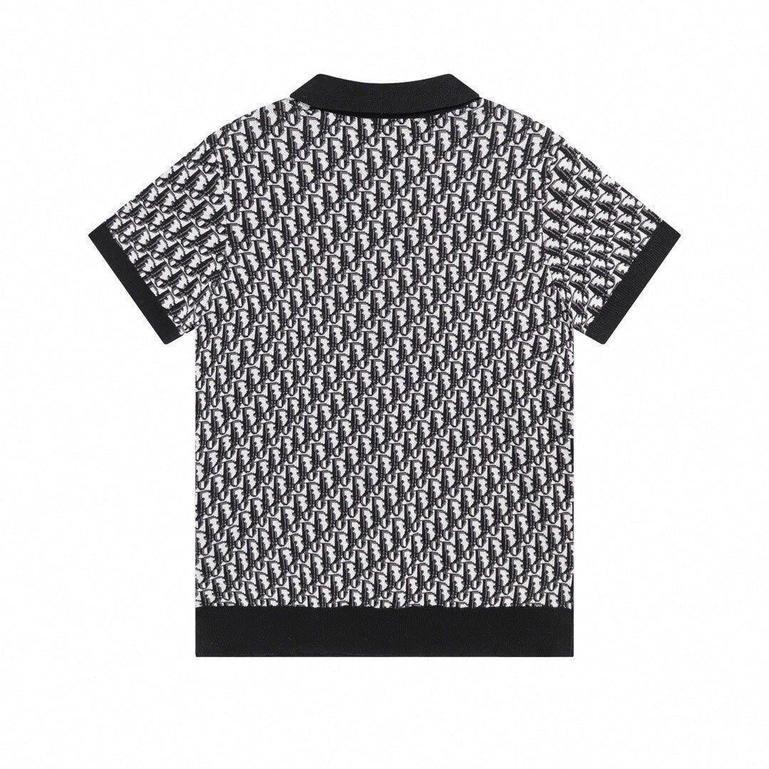 Dior Oblique Wool Knit Polo Shirt – Black & Grey - image 3