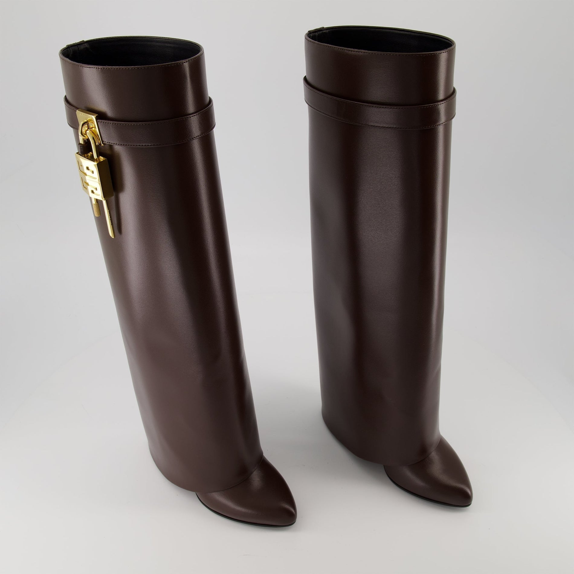 Givenchy Shark Lock Brown Knee-High Wedge Boots - image 7