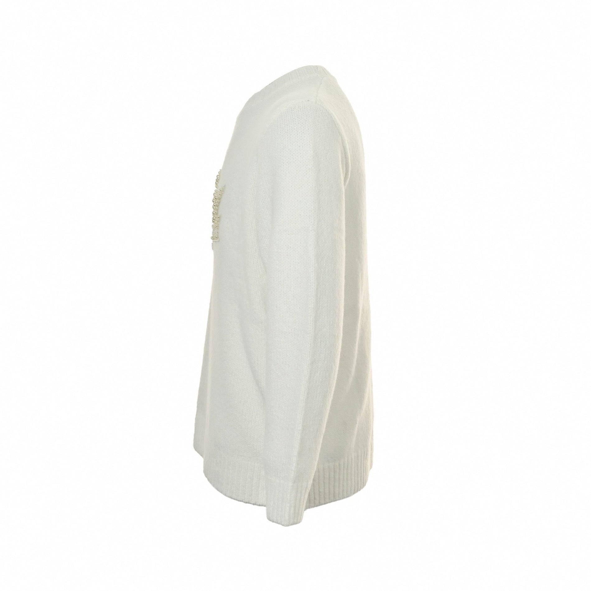 Louis Vuitton Pearl-Embellished Crown Motif Wool Knit Sweater – Ivory White - image 3
