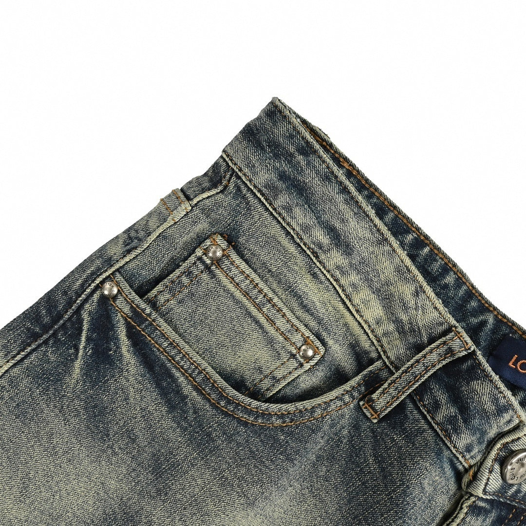 Louis Vuitton Faded Monogram Detail Slim-Fit Denim Jeans - image 5