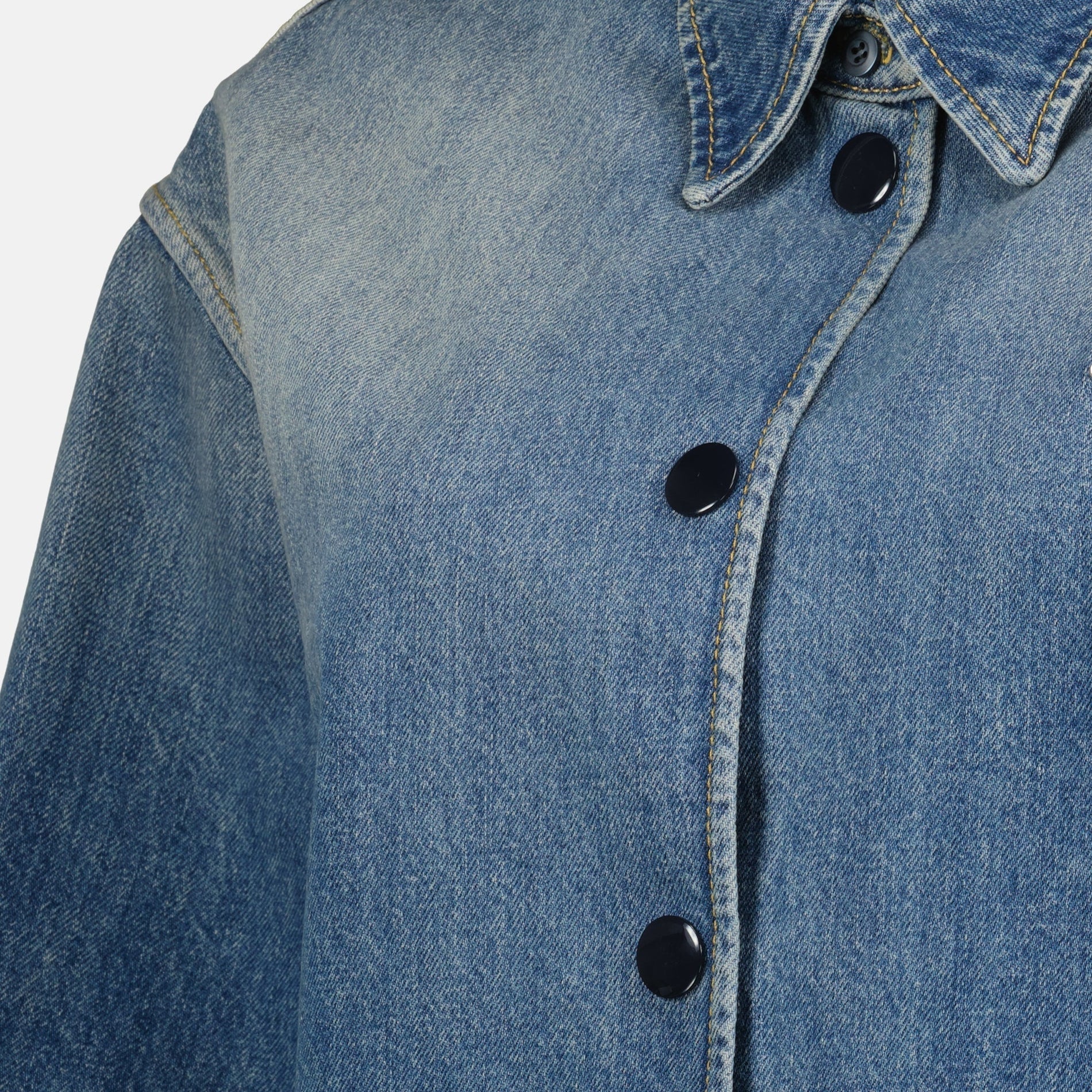 Prada Cropped Denim Cape Jacket - image 3