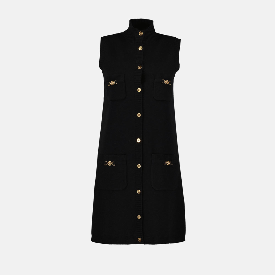 Medusa Button Knit Sleeveless Dress
