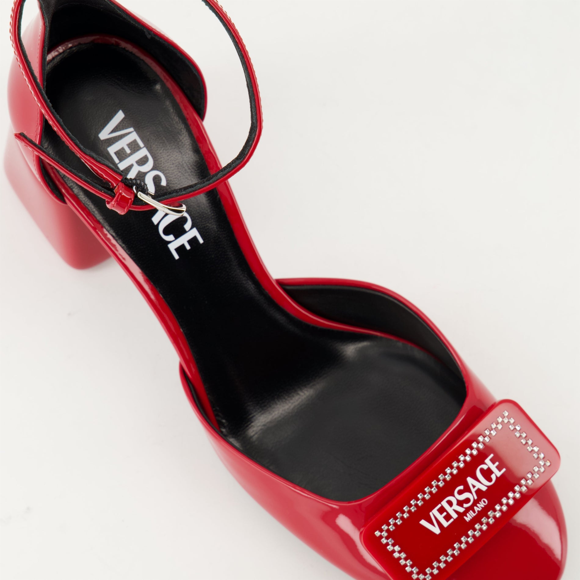 Versace Leather Logo Plaque Ankle-Strap Sandals - image 5