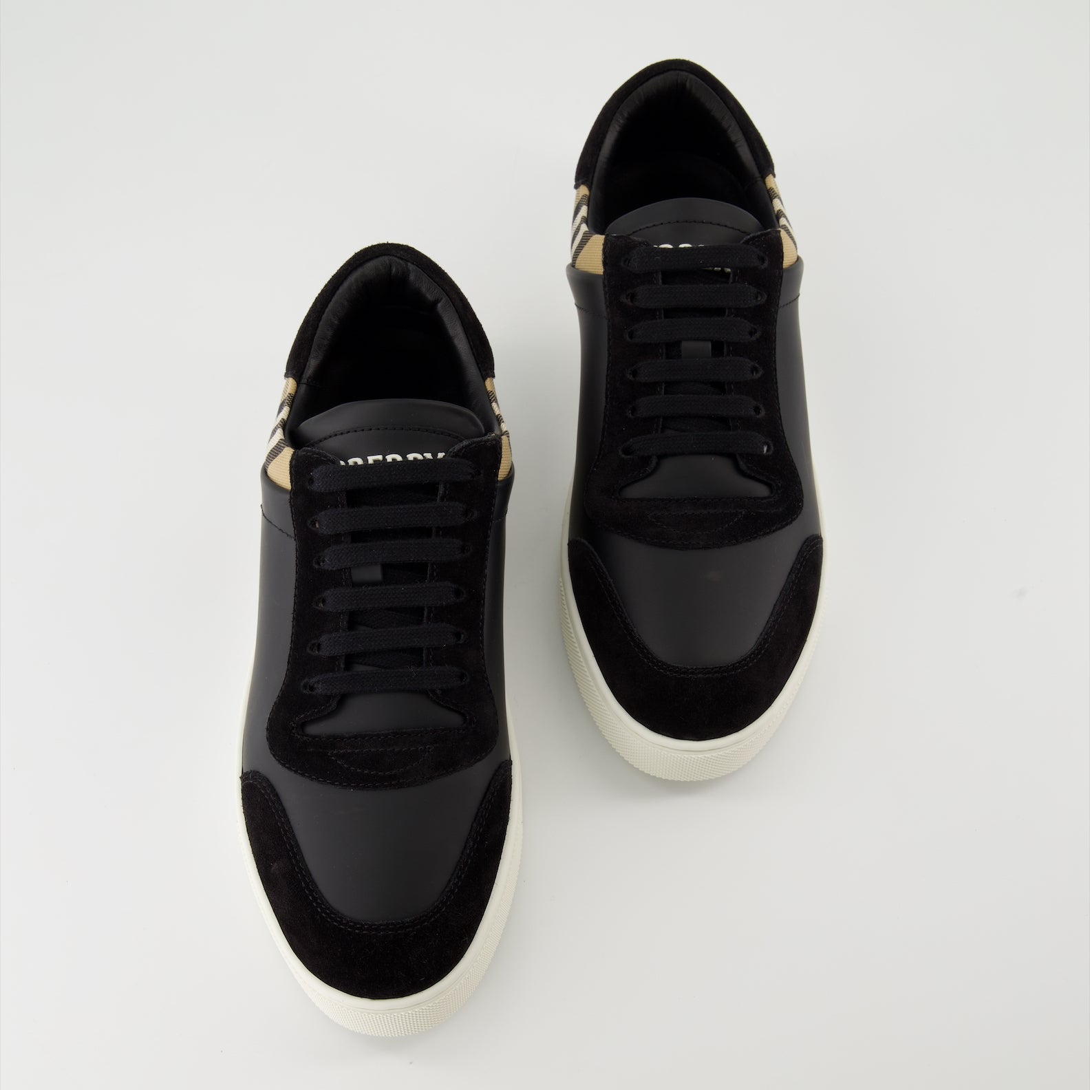 Burberry Check Leather and Velvet Sneakers - image 6