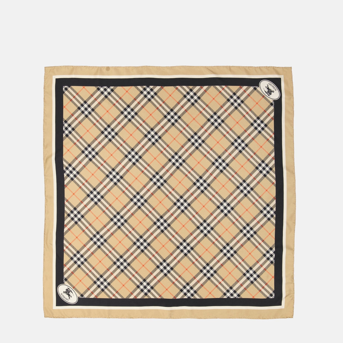Check Silk Scarf with Contrast Border