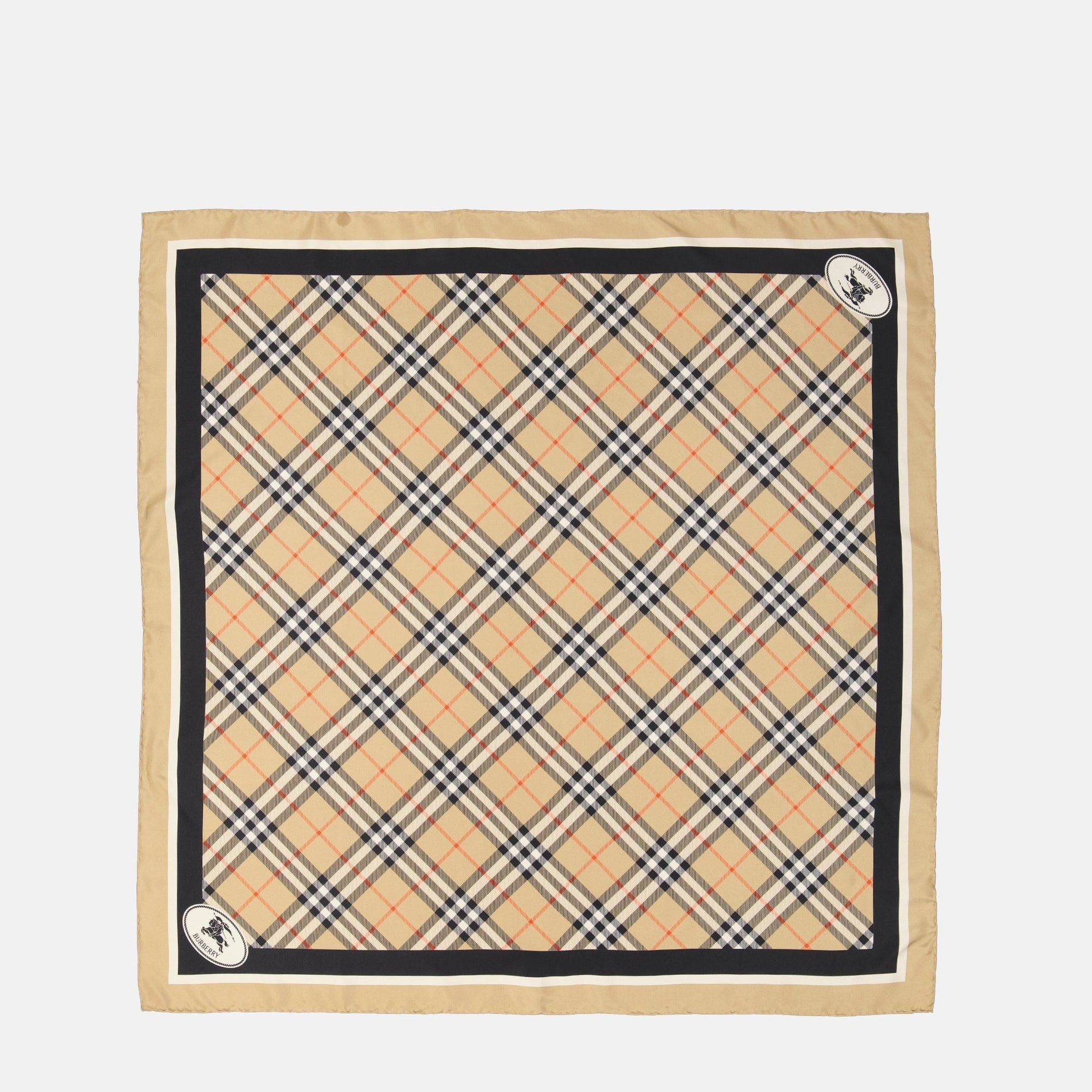 Burberry Check Silk Scarf with Contrast Border