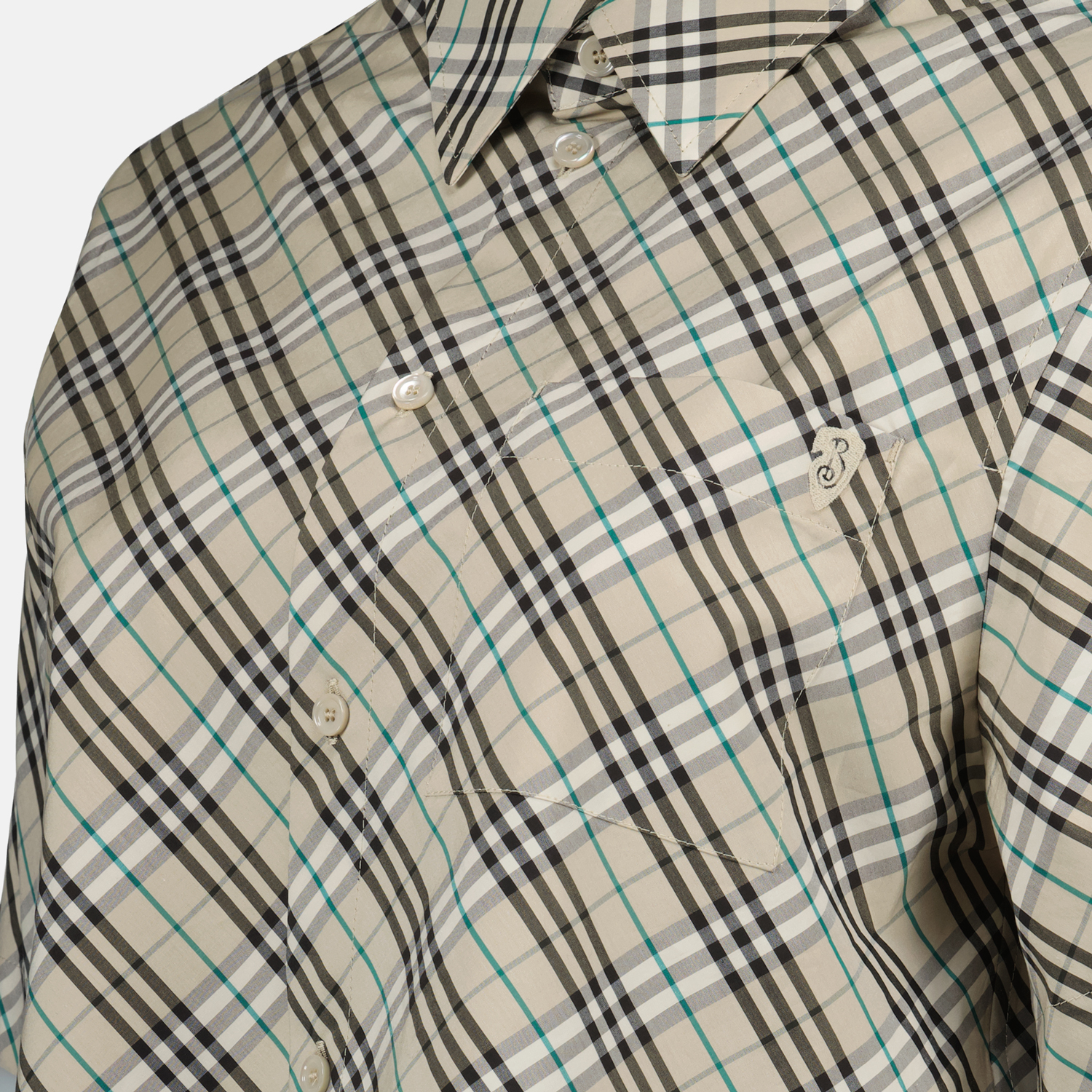 Burberry Cropped Short Sleeve Shirt-Ice Blue - image 5