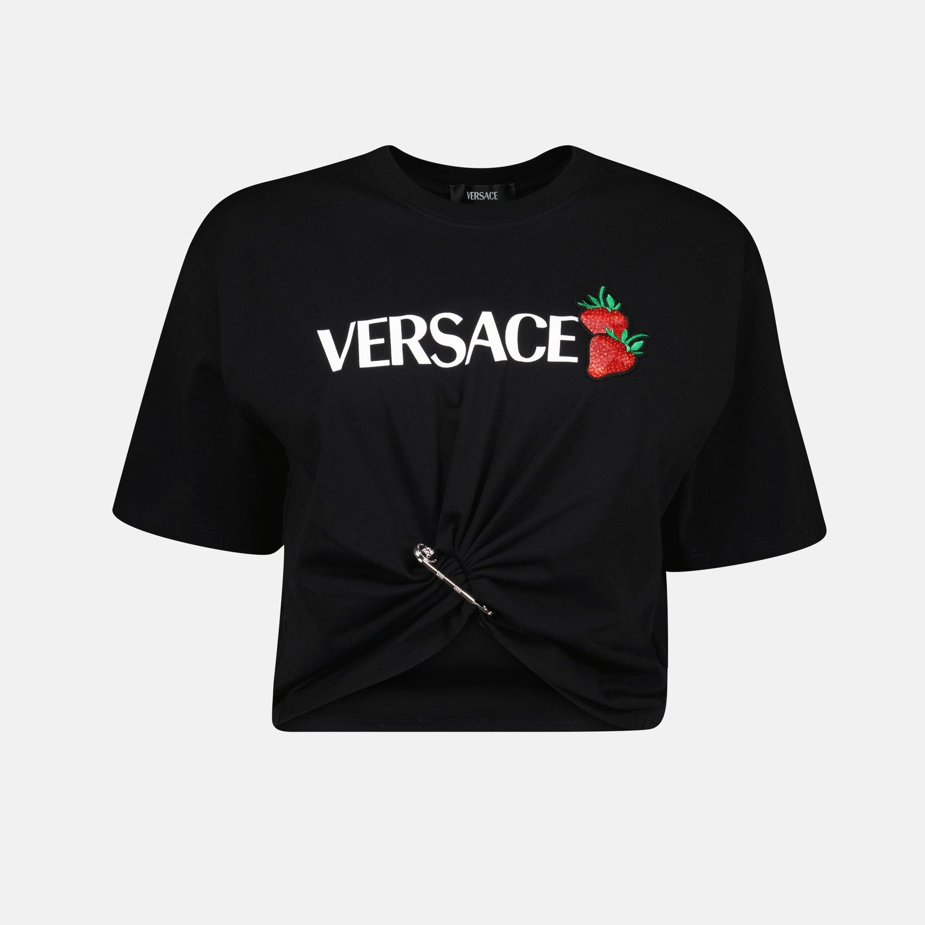 Versace Strawberry Logo Twist Crop T-Shirt