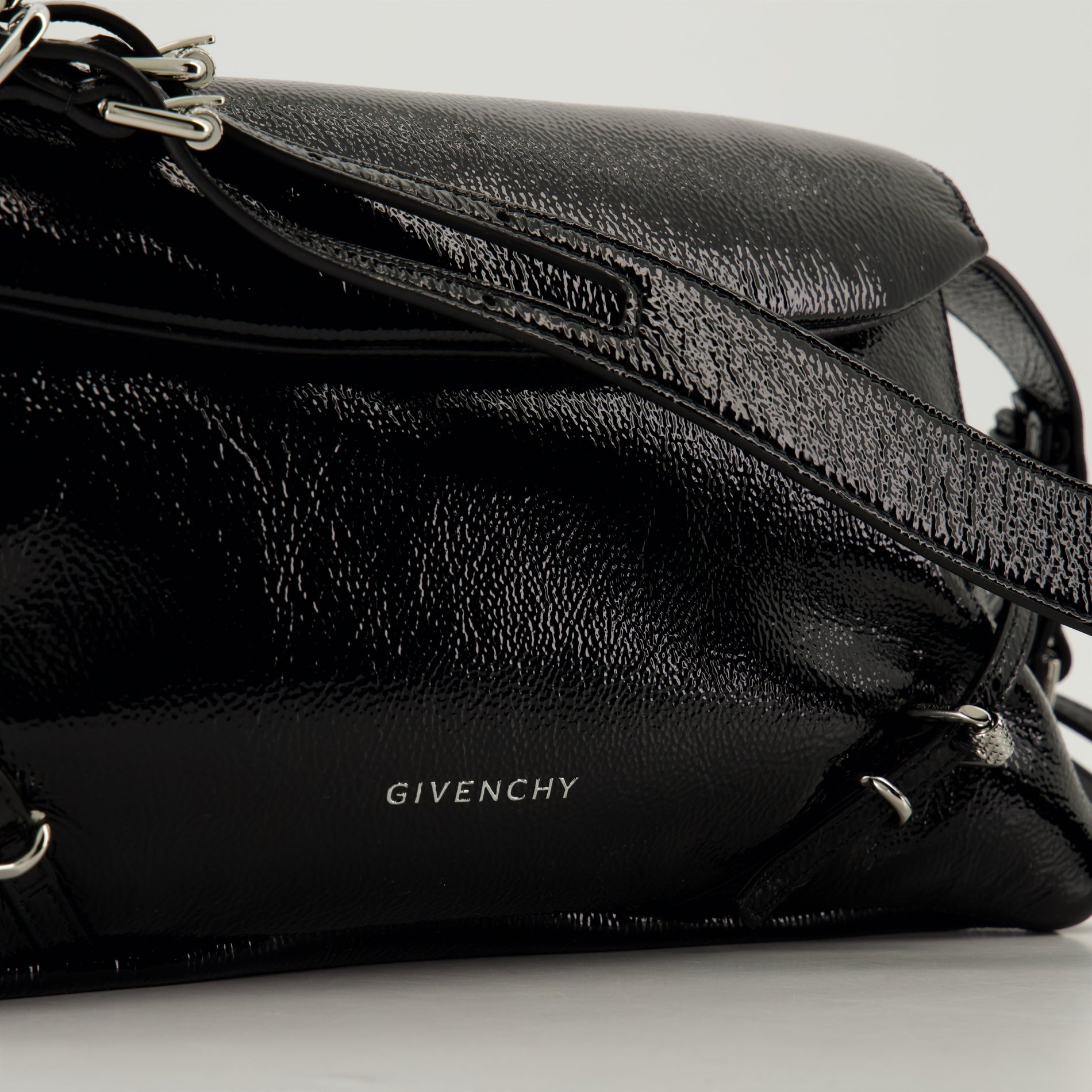 Givenchy Black Patent Leather Shoulder Bag with Strap Detail - image 3