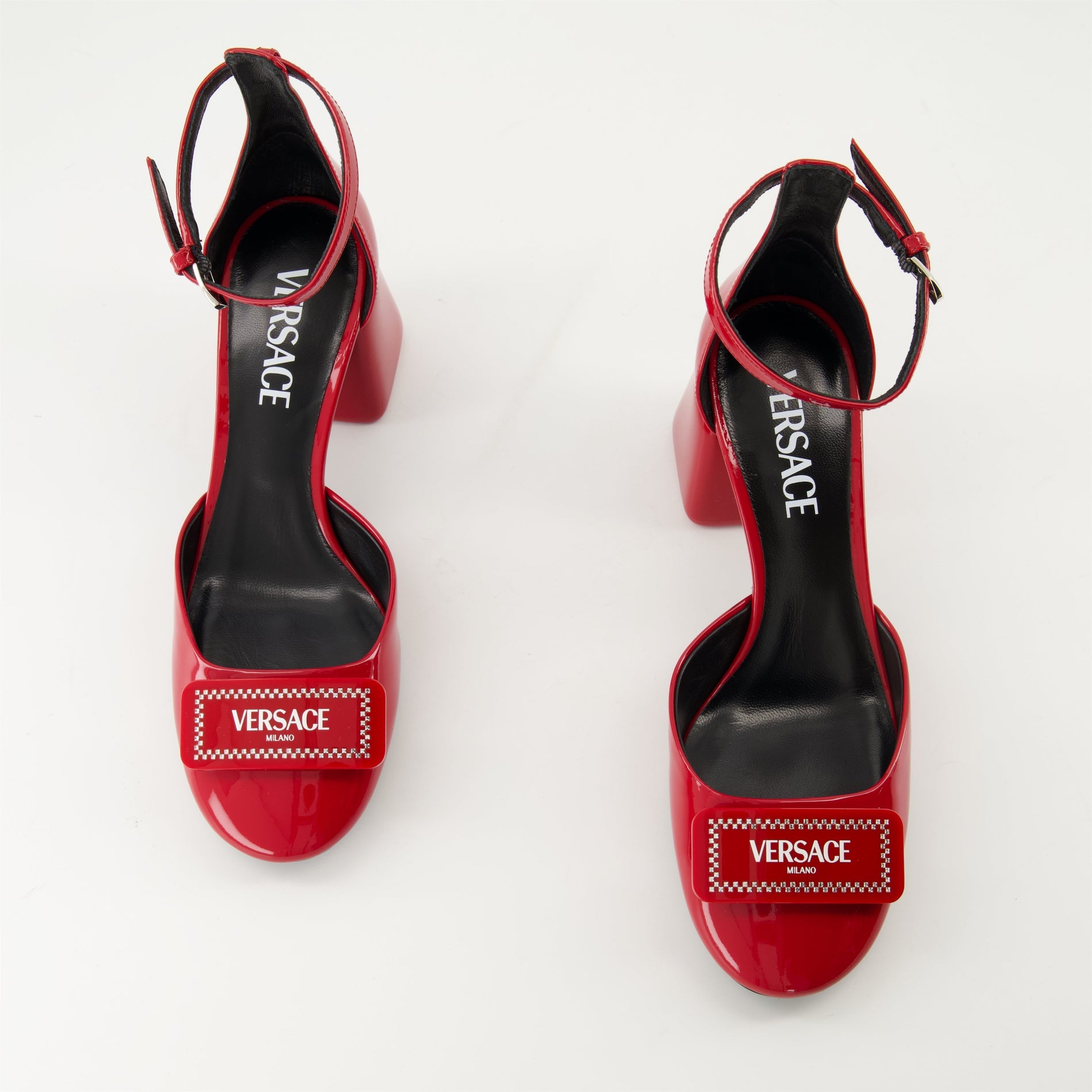 Versace Leather Logo Plaque Ankle-Strap Sandals - image 6