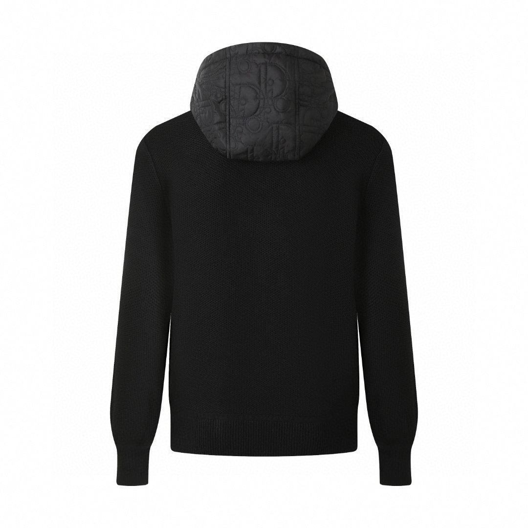 Dior Black Quilted Wool Hooded Zip Jacket - image 2