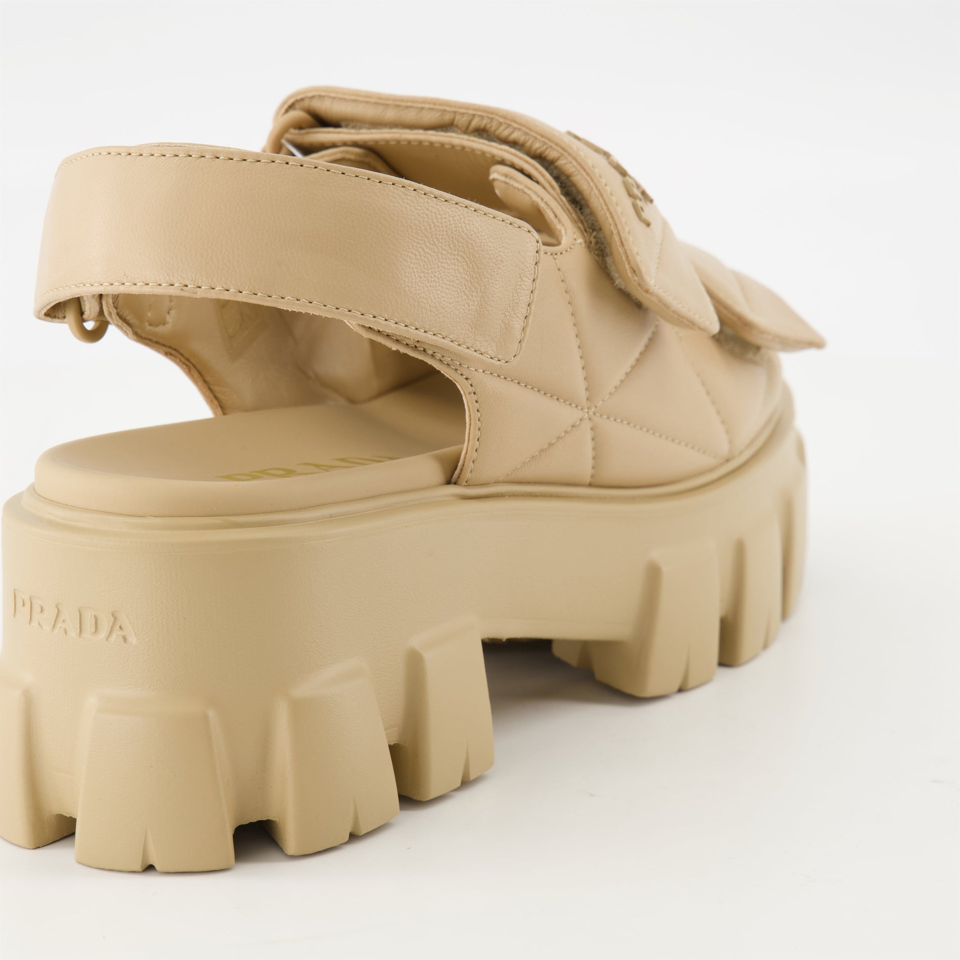 Prada Quilted Platform Sandals-Beige - image 4