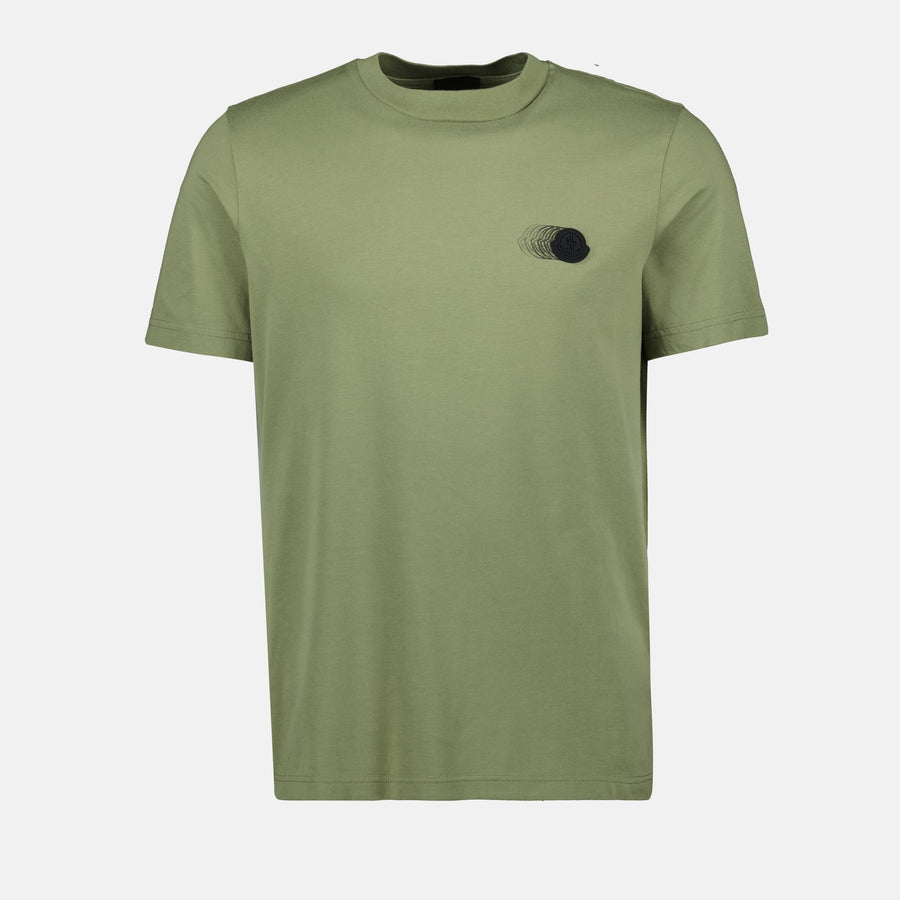 Moncler Faded Khaki Logo Pattern T-Shirt