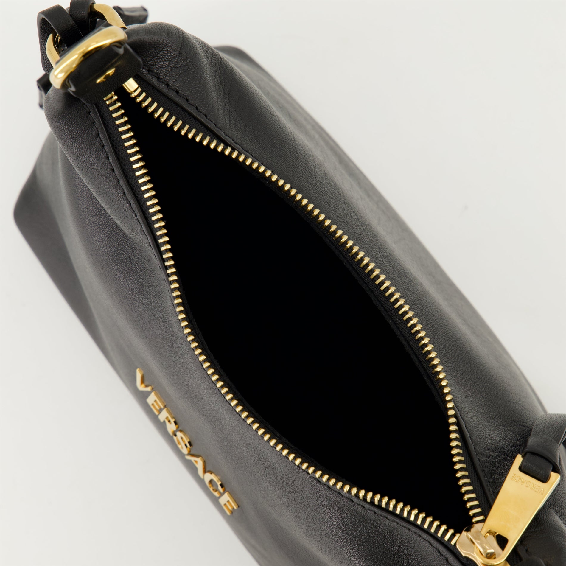 Versace Logo Leather Hobo Bag - image 4