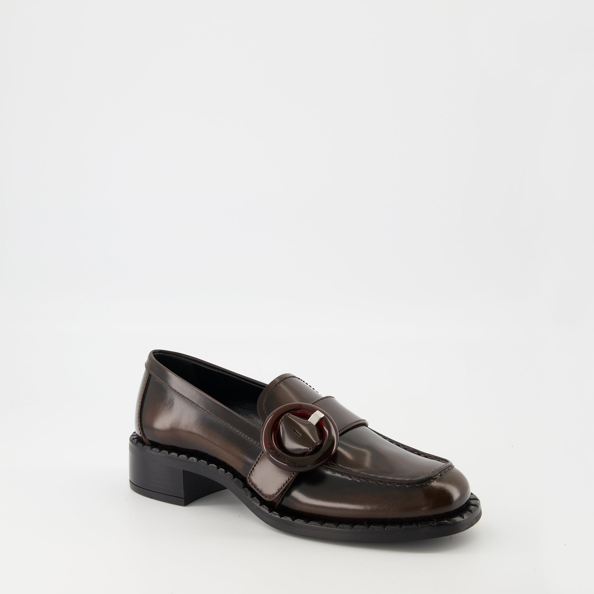Prada Glossed Brown Loafers - image 2