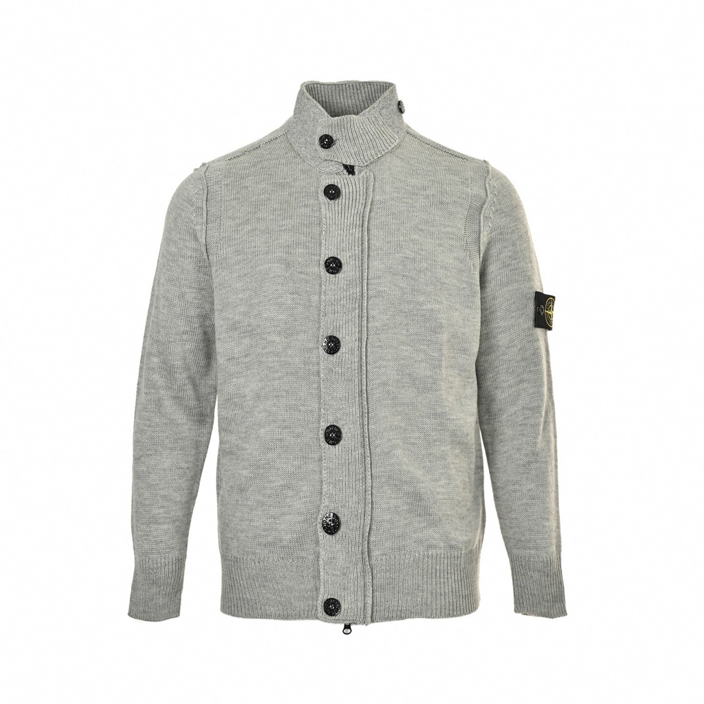 Stone Island Buttoned Stand-Collar Knit Cardigan