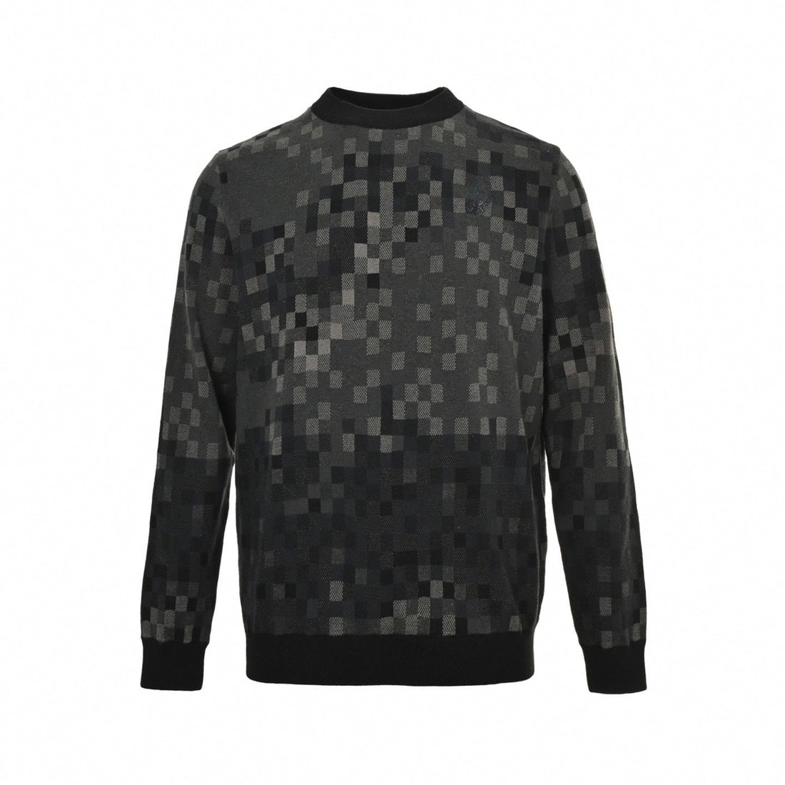 LV Pixelated Knit Crewneck Sweater – Black & Grey