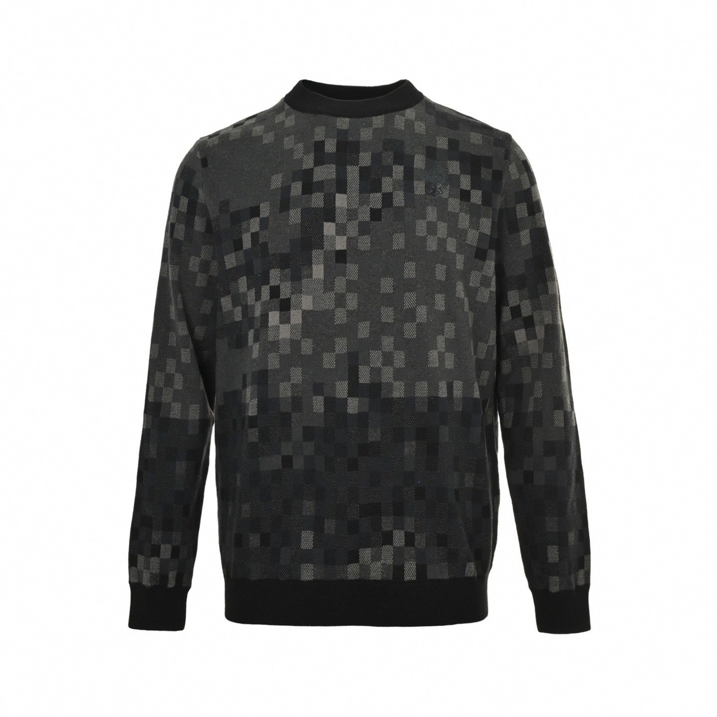 Louis Vuitton LV Pixelated Knit Crewneck Sweater – Black & Grey