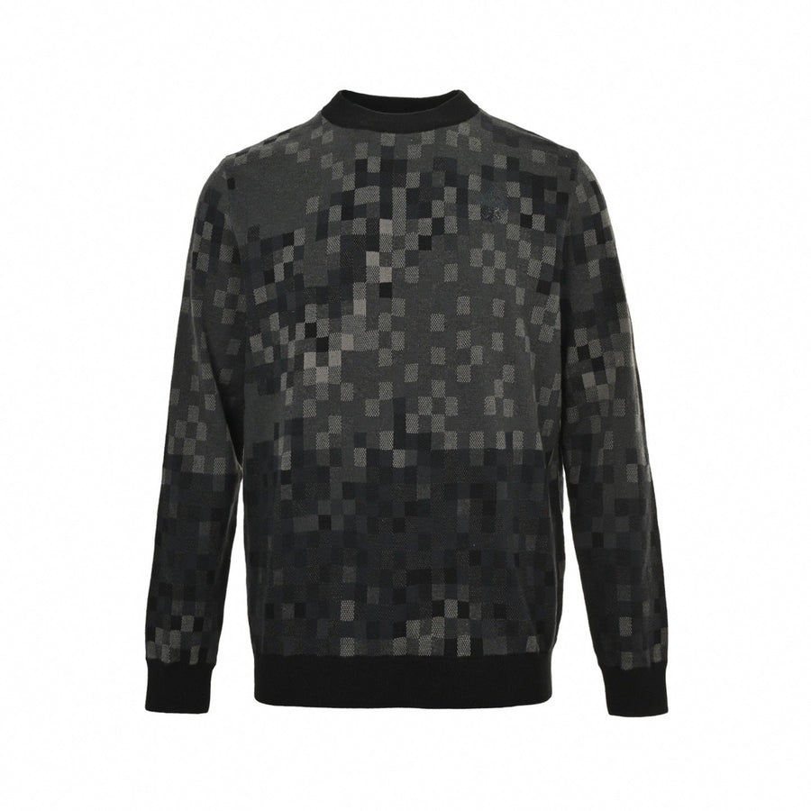 Louis Vuitton LV Pixelated Knit Crewneck Sweater – Black & Grey