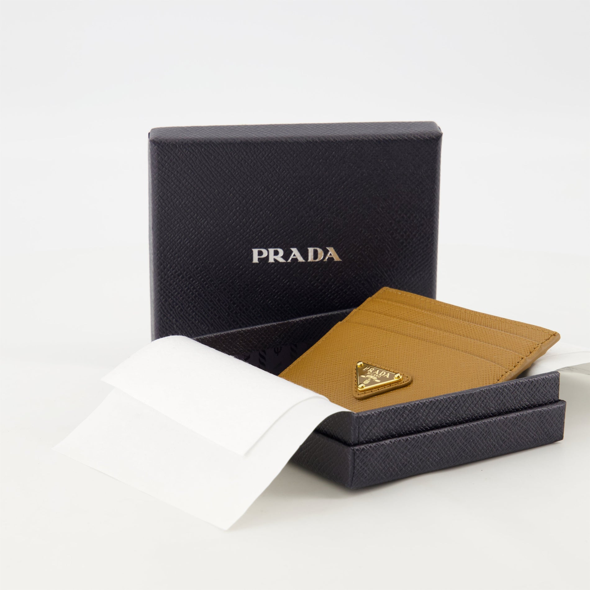 Prada Saffiano Leather Card Holder – Tan - image 3