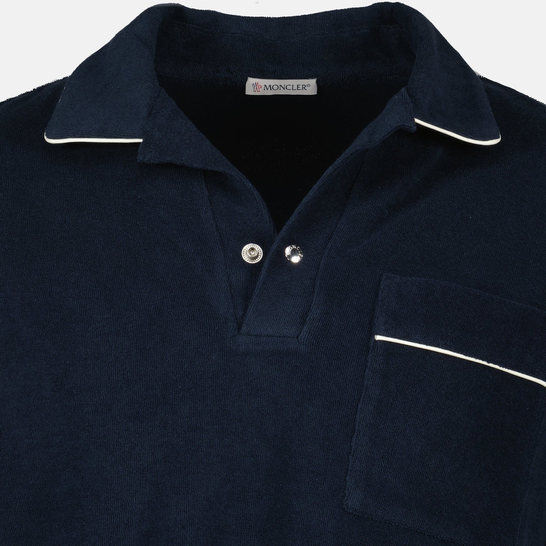 Moncler Navy Towelling Polo with Contrast Trim - image 5