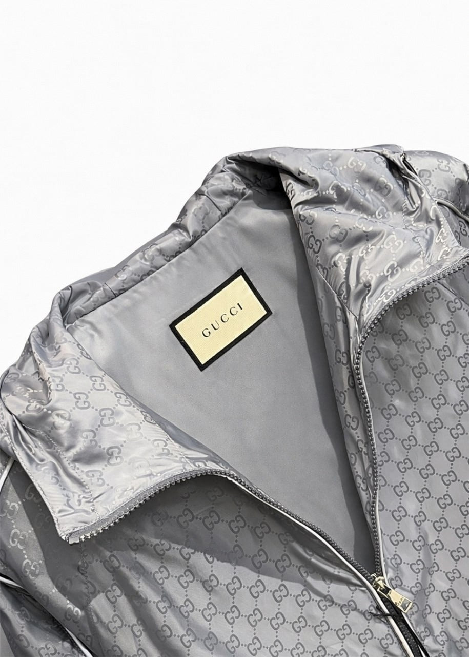 Gucci GG Jacquard Hooded Nylon Jacket – Light Grey - image 4