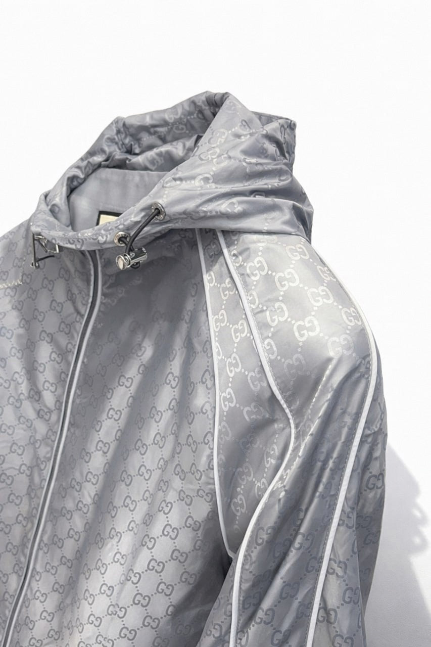 Gucci GG Jacquard Hooded Nylon Jacket – Light Grey - image 5