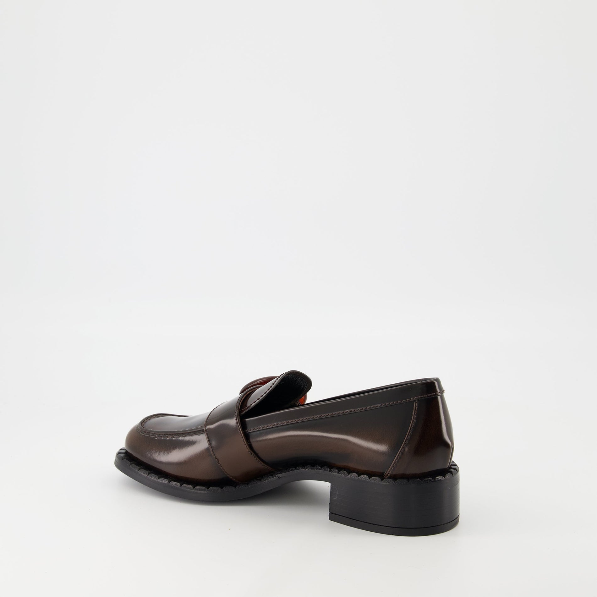 Prada Glossed Brown Loafers - image 3