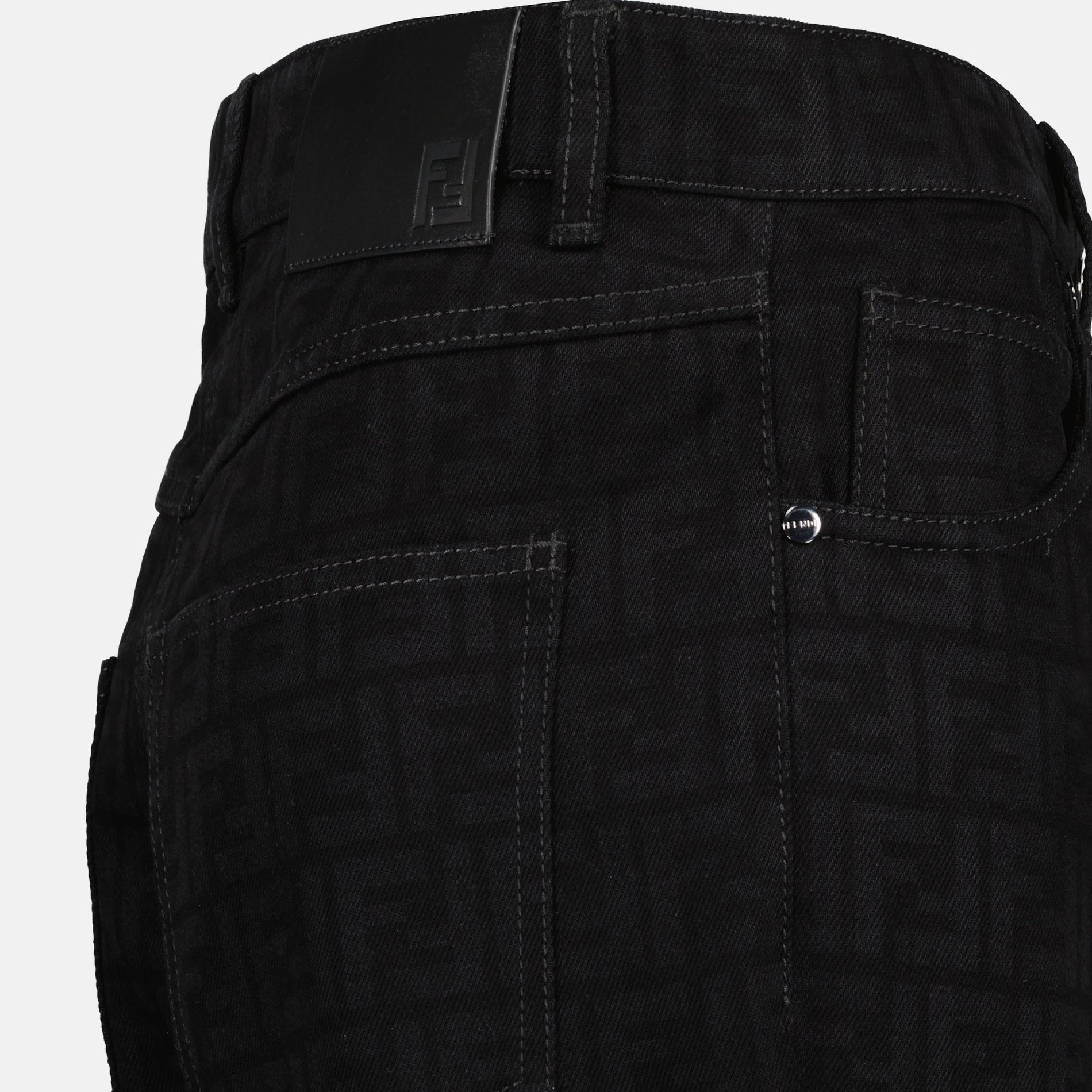 Fendi Black Monogram Slim-Fit Jeans - image 5