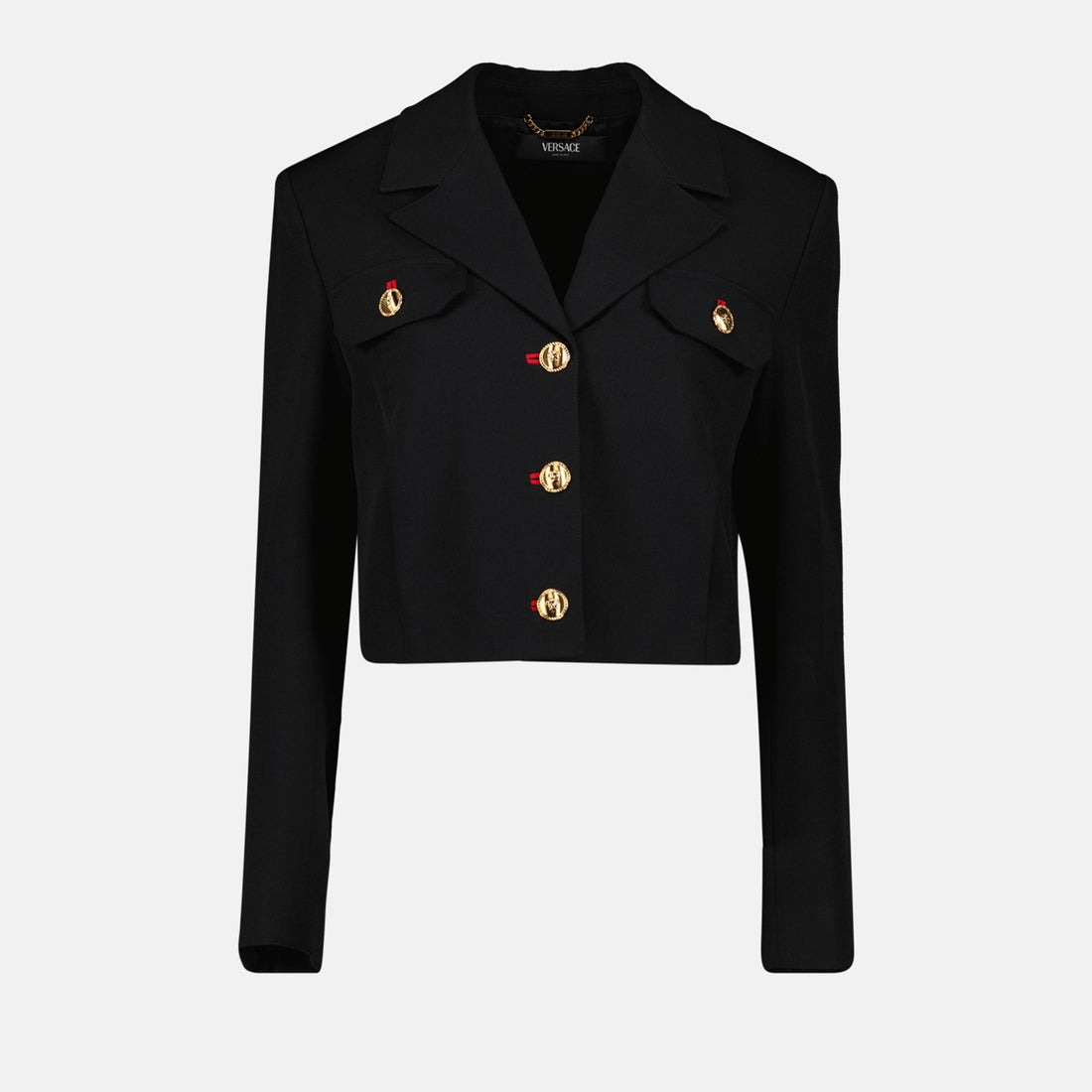 Cropped Medusa Button Tailored Jacket