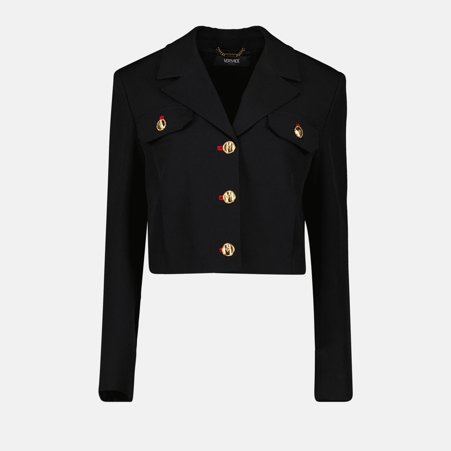 Versace Cropped Medusa Button Tailored Jacket