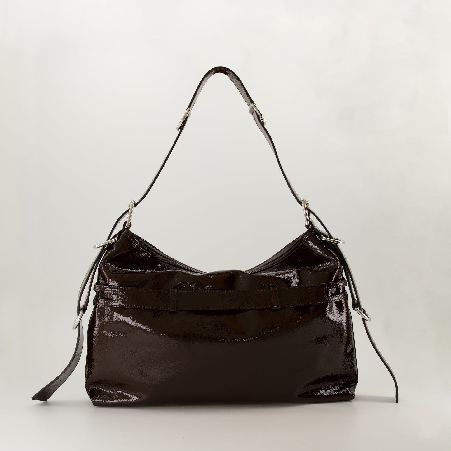 Givenchy Brown Patent Leather Slouchy Shoulder Bag with Harness Detail - image 2