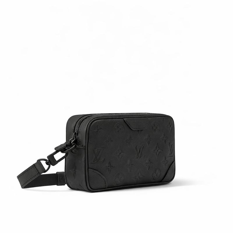 Louis Vuitton Monogram Embossed Leather Mini Pochette / Crossbody (All Black)