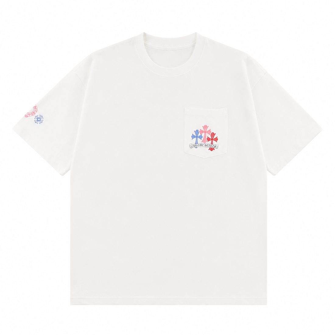 Hearts Floral Cross White T-Shirt