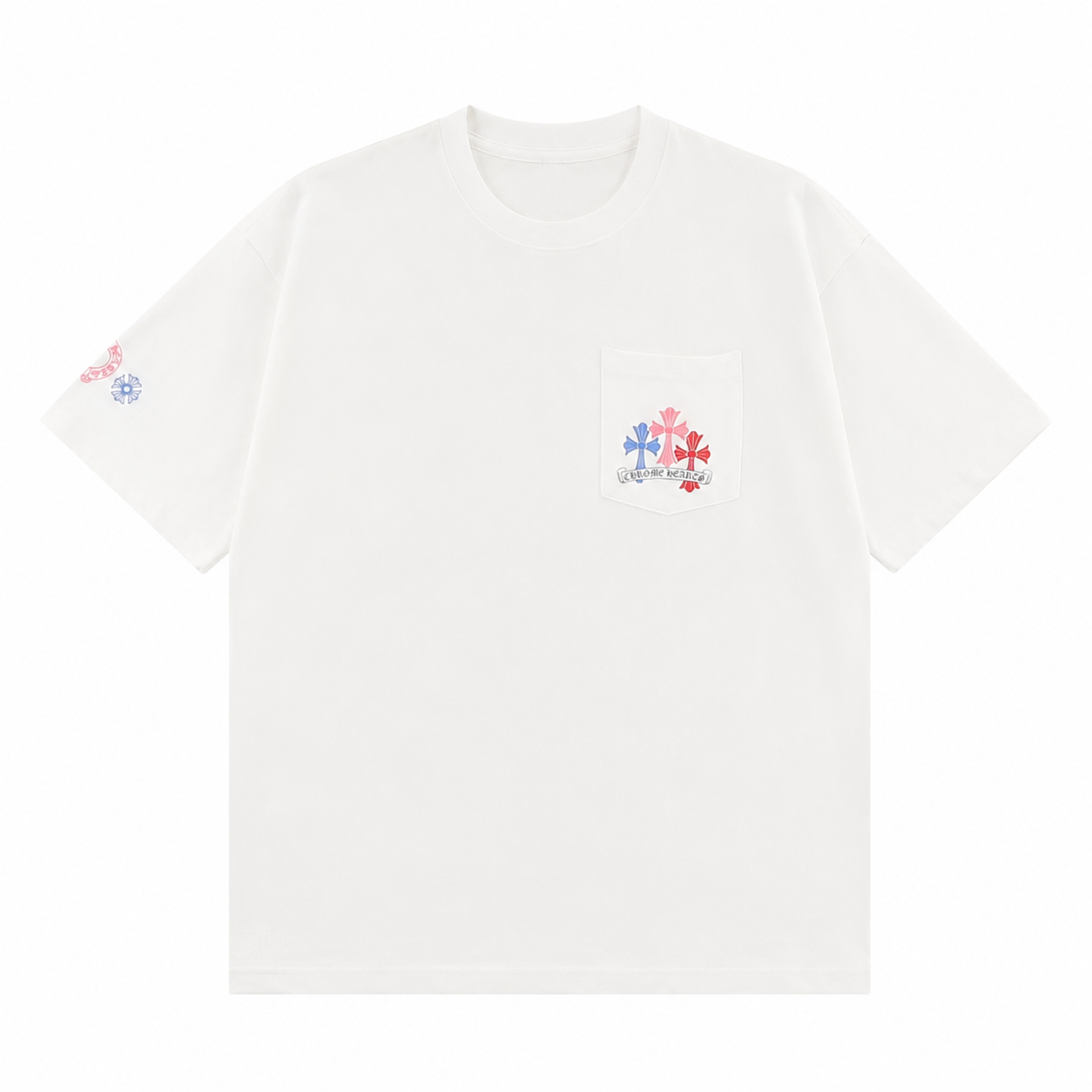 Chrome Hearts Hearts Floral Cross White T-Shirt