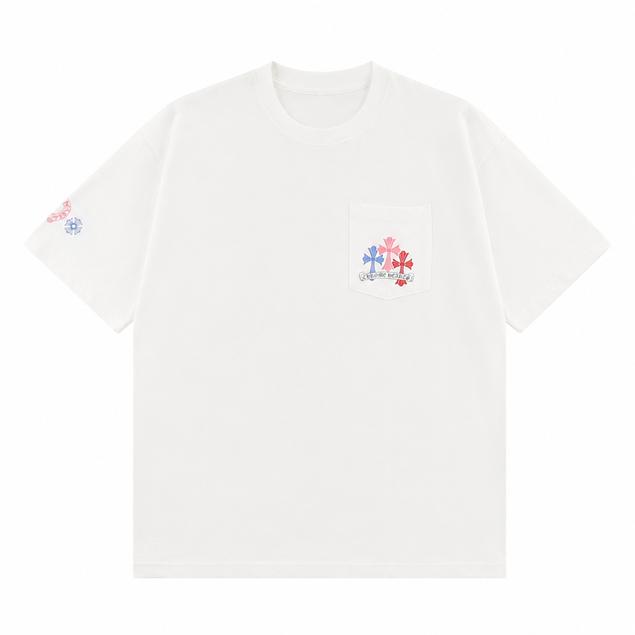 Chrome Hearts Hearts Floral Cross White T-Shirt