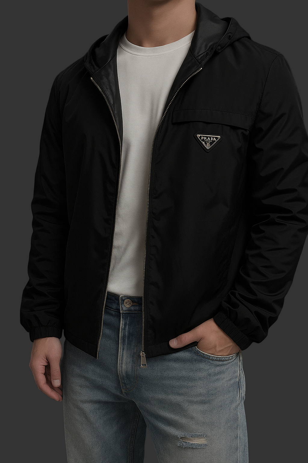 Prada Reversible Hooded Jacket – Black Leather & Nylon Dual-Finish - image 7