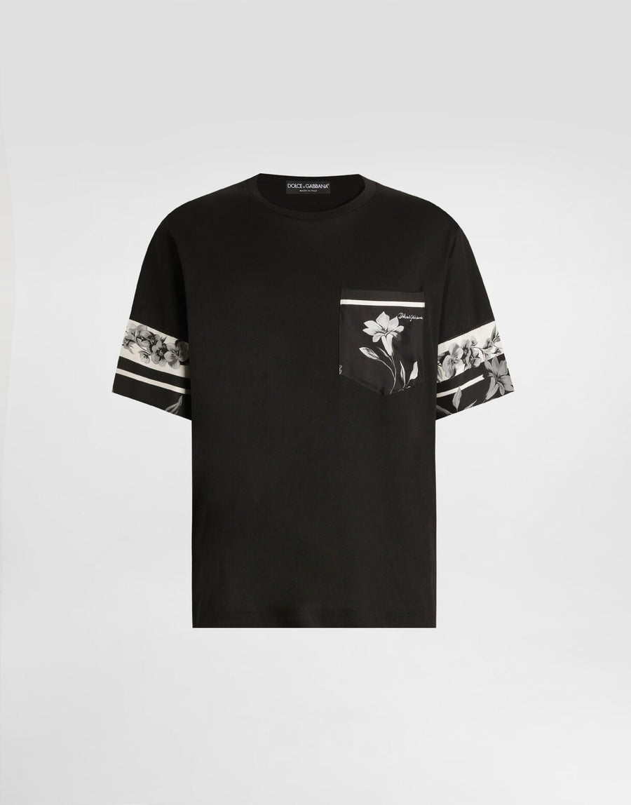 Dolce & Gabbana DG Cotton and Silk T-Shirt with Print